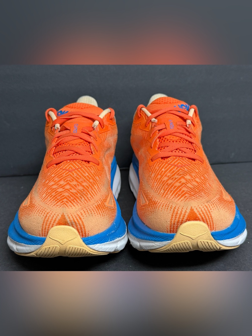 Hoka Men's Clifton 9 Wide Shoes Vibrant Orange/Impala 1132210-VOIM – Size 9.5 2E - Picture 5 of 11